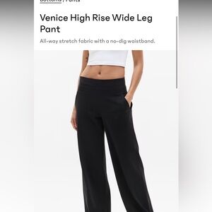 Athleta Venice High Rise Wide Leg Black Pant 1X Black Cargo
